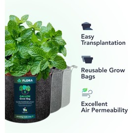 Flora 5-Gallon Thickened 300G Nonwoven Fabric Grow Bags for Plants, Heavy-Duty Pots with Handles 1-Pack