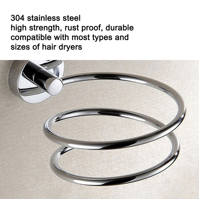 304 Stainless Steel Hair Dryer Rack Keep Tidy Wall Mount