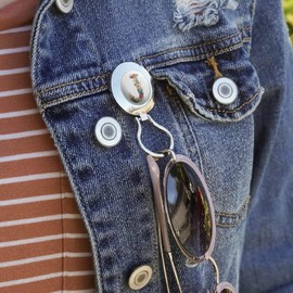 Letter J Floral Monogram Initial Magnetic Metal Eyeglass ID Badge Holder