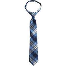 Lands' End Uniform Boys Pre Tied Plaid Tie Clear Blue Plaid Medium (7-12)