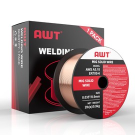 AWT Solid MIG Welding Wire, ER70S-6 Gas Solid Carbon Steel Mig Wire with Low Splatter, .035" 2-Pound Spool Pack of 1