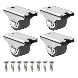 Caster Wheels Set of 4 Heavy Duty, Silent Small Rubber Castor Wheels with Black Mounting Plate, Fixed Furniture Casters for Chairs, Tables, Cabinets, DIY Home Projects, and Office Use