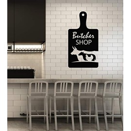 Vinyl Wall Decal Butcher Shop Cutting Board Meat Decoration Stickers Mural Large Decor (ig6029) Black