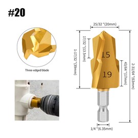 MACHSWON Lifting Drill Bit 20mm Water Pipe Puncher Drill Bit 1/4" Shank PPR Water Pipe Repair Drill Plumber Reamer Chamfering Drills Bits Tool