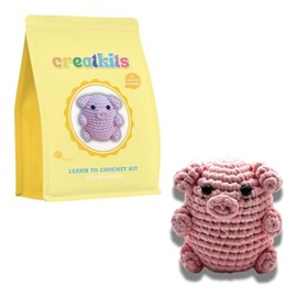 Create Kits Crochet Kit for Beginners Animals - Learn to Crochet Kits for Beginners - Crochet Box - Pig