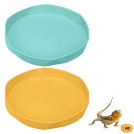 2 Pcs Macaron Color Reptile Feeding Bowls, Durable Gecko Food and Water Bowl, Suitable Reptile Accessories for Tortoise, Bearded Dragon, Hedgehog, Water and Food Feeding Dishes for Small Pets