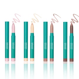 Joyeee Glitter Eyeshadow Stick, 4pcs Cream Eyeshadow Pencil Crayon Waterproof Smudge Proof Long Lasting Shimmer High Pigmented Eye Brightener, Multiuse Makeup Eye Shadow Highlighter Blush Stick