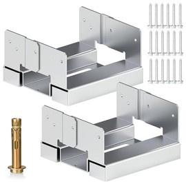 4x4 Post Deck Base Anchor for Concrete, 2 Pack Galvanized Post Base for 3.5x3.5 Wood, Post Base Holder with 1" Standoff for Gazebo Pergola Deck Porch, Includes 2 Fastener & 20 Screws