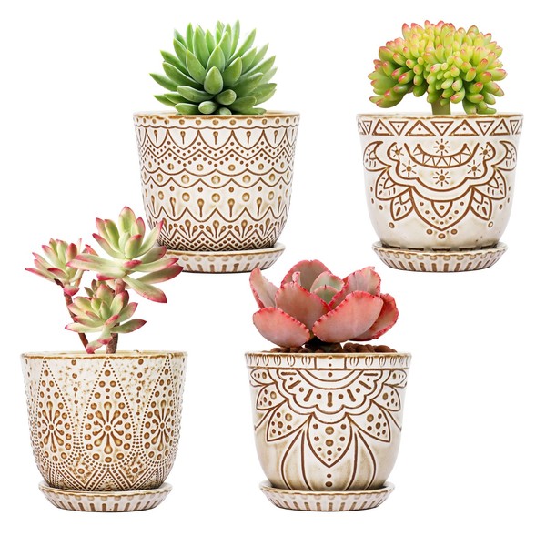 Gepege Gepege Succulent Pots, 4 Inch Small Indoor Ceramic Planter