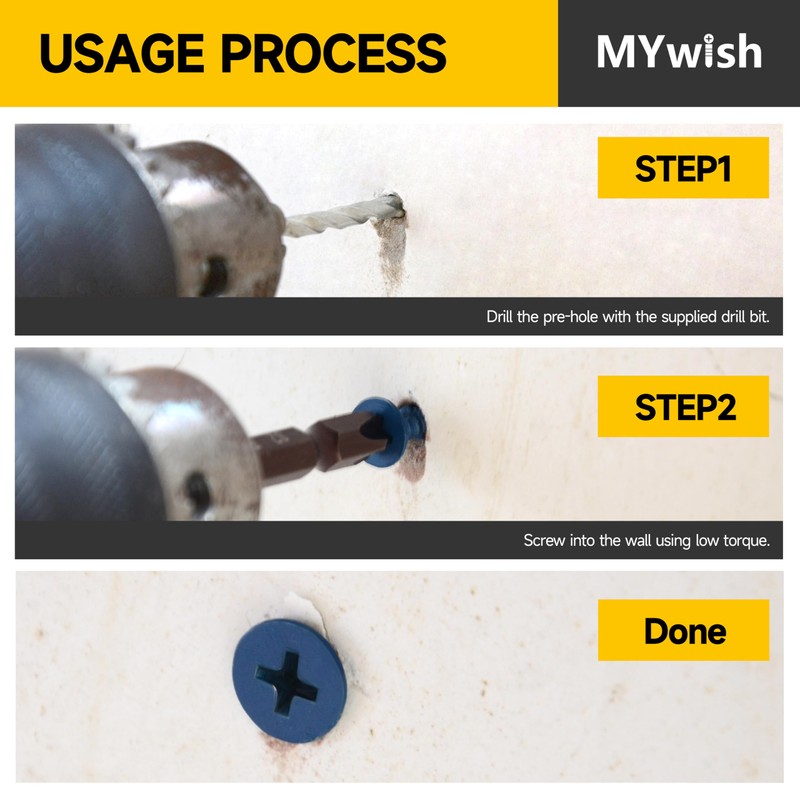 Mywish 100Pcs 3/16 x 1-3/4 Concrete Screws, Stucco Anchors with