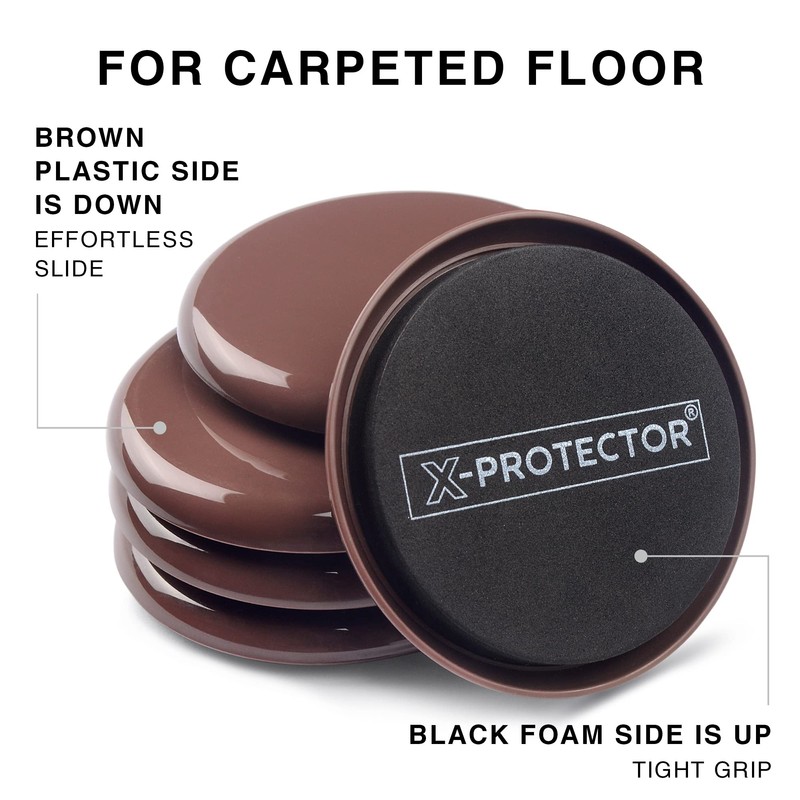 Furniture Sliders X-PROTECTOR - 8+8 Pack 3 1/2” - Multi-Surface