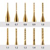 End Mill Sets,10Pcs Titanium Coat End Mill,1/8" Shank 0.6-1.5mm Micro
