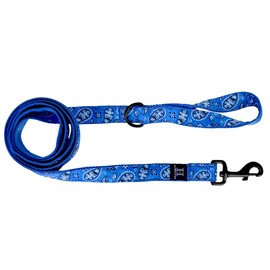 Hamilton Dog Leash, Adjustable Blue Dog Leash, Bandana Pattern Ribbon Overlay Collection Pet Leash for Dogs, Size S/M