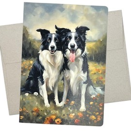 Whitman and Daughter Border Collie Card, Border Collie Birthday Card (1 Premium Card, 5X7 Inches) dog card blank for all occasions like thinking of you or get well wishes - 1095