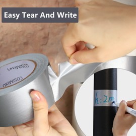 COSIMIXO 1-Pack Silver Heavy Duty Duct Tape, 2 inches x 55 Yards, Strong, Flexible, No Residue, All-Weather and Tear by Hand - Bulk Value for Repairs, Industrial, Professional Use