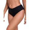 Ocean Blues Women's Black Twist Bikini Bottom Ruched Bathing Suit