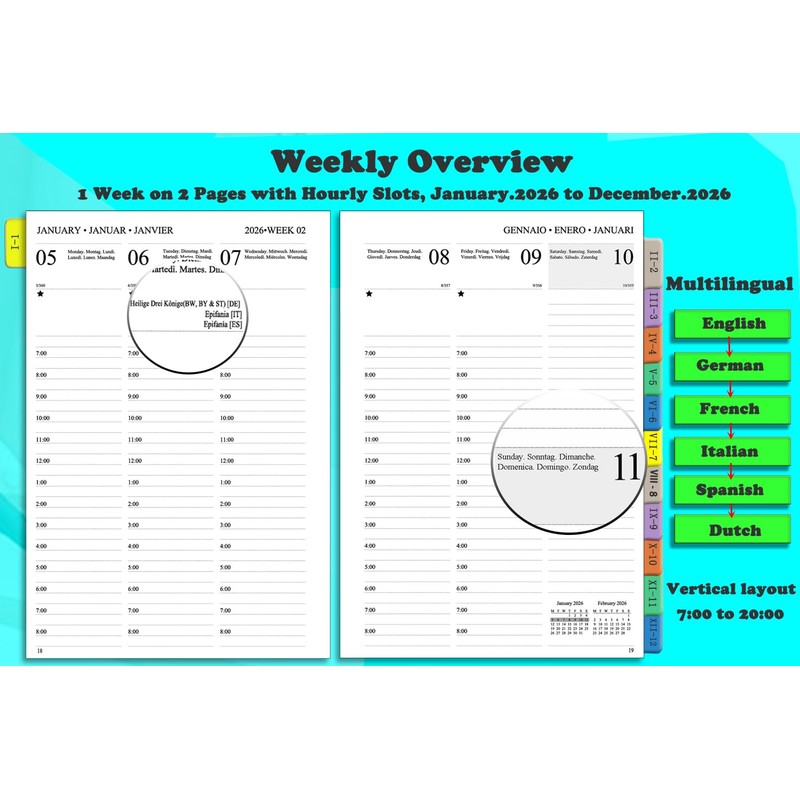 A5 Appointment Diary 2026 Week to View, Weekly & Monthly