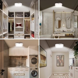 ANOTEK Rechargeable Motion Sensor Ceiling Light, No Wiring Battery Operated Ceiling Light with Remote, Wireless Motion Activated Shower Light Battery Powered for Bathroom Pantry Hallway Porch