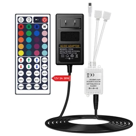 44 Key Wireless IR Remote Controller, Rectifier Control Box,DC 12V 3A Power Supply Adapter，Replacement Control for SMD 5050 3528 2835 RGB LED Strip Lights