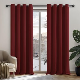 Deconovo Deconovo Home Decorative Red Blackout Curtains Thermal Insulated Eyelet Curtains Ring Top Curtains for Girls Bedroom Red 42 x 63 Inch 2 Panels
