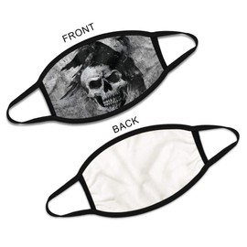WIRESTER Unisex Cloth Face Mask Washable and Reusable, 2 Layer Fabric Face Cover Fashionable Design, Gray Skull Raven
