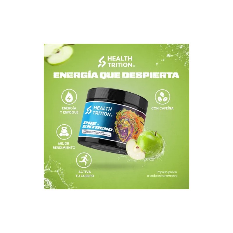 Pre Entreno 300g Healthtrition Manzana Verde / 50 Porciones