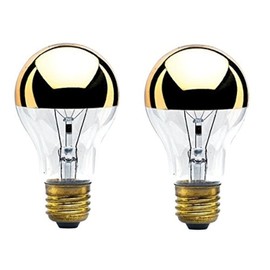 Bulbrite 60A19HG 60-Watt A19 Bulb, Half Gold, Medium Base - 2 Pack