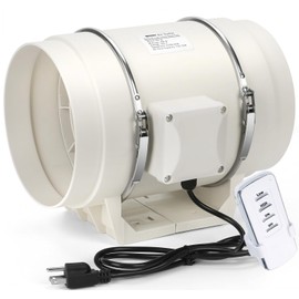 Nalle 8 Inch Inline Duct Fan Radon Fan with Variable Speed Controller 168W 740 CFM Ventilation Exhaust Blower Fans Efficient Quiet Copper Motor for Ducting Vents Bathroom Kitchen