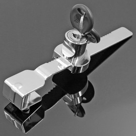 Jiozermi 4 Pack Sliding Glass Door Ratchet Lock with 4 Keys, Drawer Display Case Lock, Keyed Alike Showcase Lock with Chrome Finish, Large Size