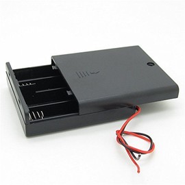 Newzoll Enclosed Box Case for AA 4 Cell Battery Storage Holder with Switch and Cover