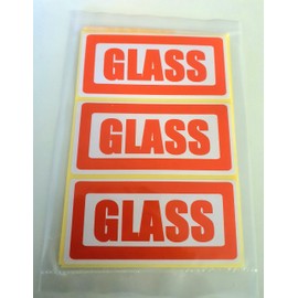 Large Caution "Glass" Stickers. 64 Large Caution "Glass" Labels. 4 x 2" 100 x 50mm. Flat Packed. EJI Labels