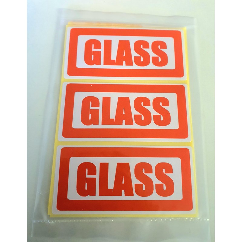 Large Caution "Glass" Stickers. 64 Large Caution "Glass" Labels. 4