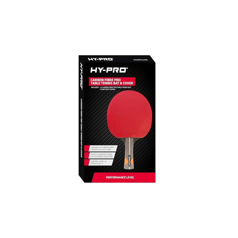 Hy-Pro Table Tennis Bat - Carbon Fibre Core, Durable 7-Ply