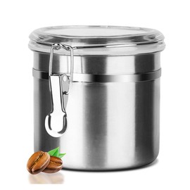 Walktosun Stainless Steel Food Container with Clear Lids Airtight Container Stackable Small Canisters Kitchen Pantry Storage for Cereal, Snacks, Candy, Herbs, Spices, Sugar, Tea (1.2L Silver)