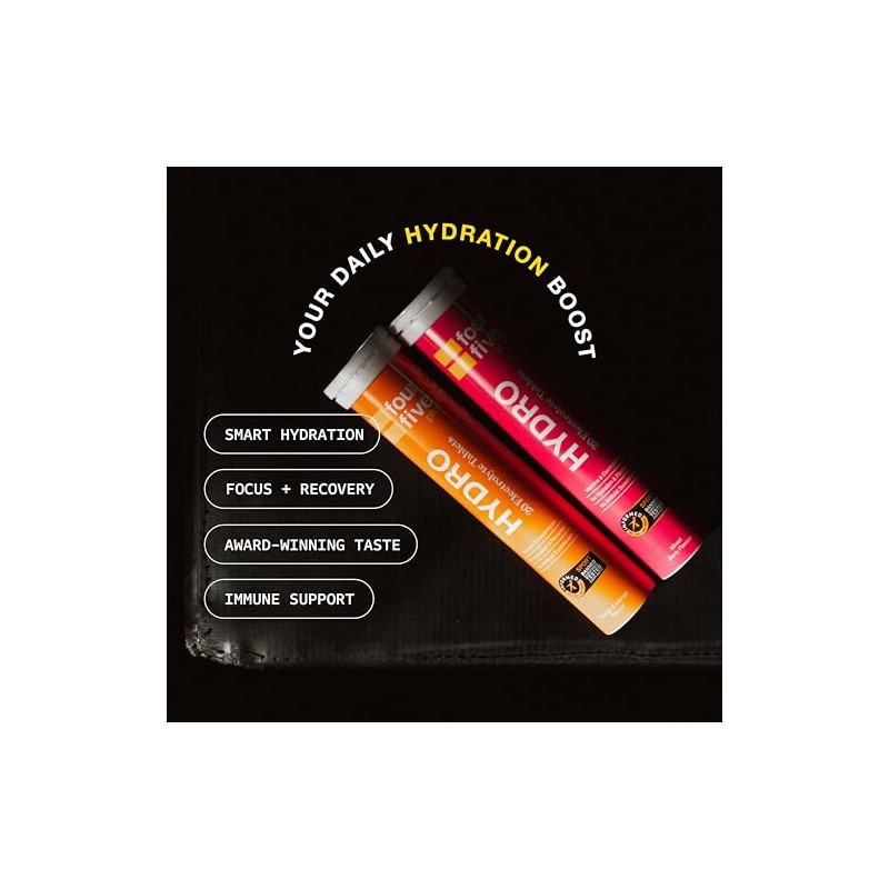 fourfive Hydration Tablets (Lemon&Lime) Low Calorie Vitamin Electrolytes, Vegan, Magnesium