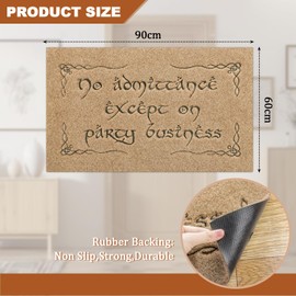 MWAZZLL No Admittance Except on Party Business Doormat Indoor Outdoor Large Welcome Front Door Mat 60 x 90 cm for Entrance,Non Slip Funny Welcome Mats for Home Entryway Brown