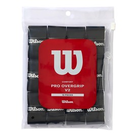 Wilson WR8450102001 Tennis Badminton Grip Tape Pro Overgrip V2.0, 12 Pack, Black