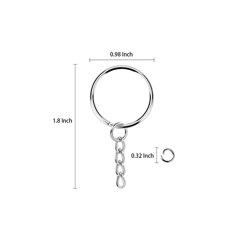 KANSPHY 100 Pack Key Ring with Chain and Open Jump,1