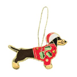 Equetech Luxury Dachshund Dog Beaded Velvet Embroidered Christmas Tree Decoration