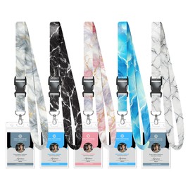 Avorast Avorast 5 Pack Cruise Lanyard for Ship Cards with Marble Pattern Cute Cruise Ship Lanyards with Waterproof ID Badge Holders for Keys, Cards Cruise Essentials for All Cruise Ships 2025, Mixed