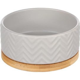 Flamingo Bianco Feeding and Drinking Bowl Round Grey - 990 ml, Glazed Ceramic, Practical and Beautiful Design