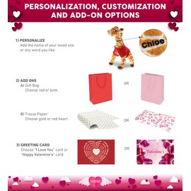 DolliBu I Love You Wild Small Giraffe Plush- Cute Stuffed Animal with Red Shirt and with Name Personalization for Valentine, Anniversary, Romantic Date - 12.5 Inches