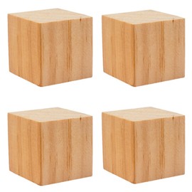 4PACK Wooden Blocks for Crafts, Unfinished Wood Cubes Blocks, 3 Inch Natural Wooden Blocks, Wood Square Blocks, Wooden Cubes for Arts and Crafts and DIY Projects