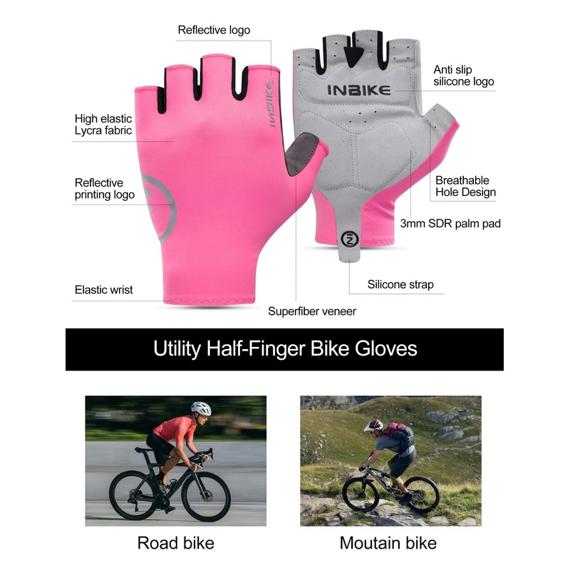 INBIKE Cycling Gloves with Anti-Slip Shock-Absorbing Pad, Half Finger Bike