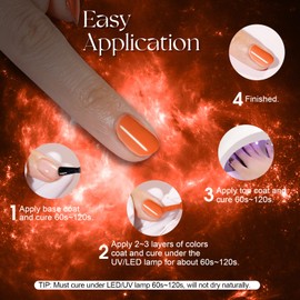 ROSALIND Semi-Permanent Nail Polish, 6 Colors Mini Semi-Permanent Nail Polish White Brown Orange Red UV/LED Gel Nail Polish Kit Nail Polish Manicure Valentine's Day Gift