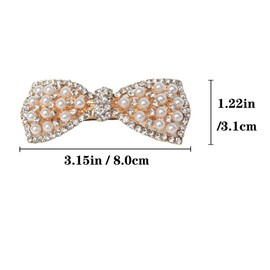 Yusier Korean Style Pearl Hair Accessories Crystal Rhinestone Bow Hair Clip for Women (Golden)