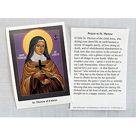 Vermont Christmas Company St. Therese of Lisieux Prayer Card - Featuring Prayer to St. Therese - Set of 100