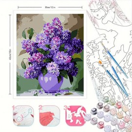 Easy Paint by Numbers Kit for Adults Beginner, Violet Adult Paint by Number Kits on Canvas, DIY Painting with Numbers for Adults, Acrylic Simple Oil Paint by Number Kits for Home Wall Decor 16 x 20 In