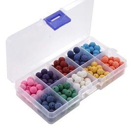 200pcs Round Lava Rock Beads Bulk,Crafts Loose Volcanic Rock Chakra Beads Lava Bead Kit for Making Essential Oil Diffuser Jewelry, Necklaces, Bracelets, and Rosary Malas (8mm)