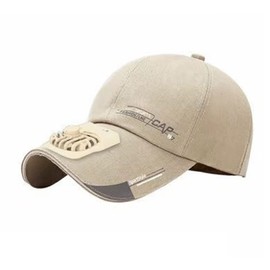 USB Charging Fan Cap Unisex Summer Fit Cap with Cooling Fan, Sun Protection Hat for Casual Outdoor Sport, Golf,Baseball, A03#light Khaki, One Size